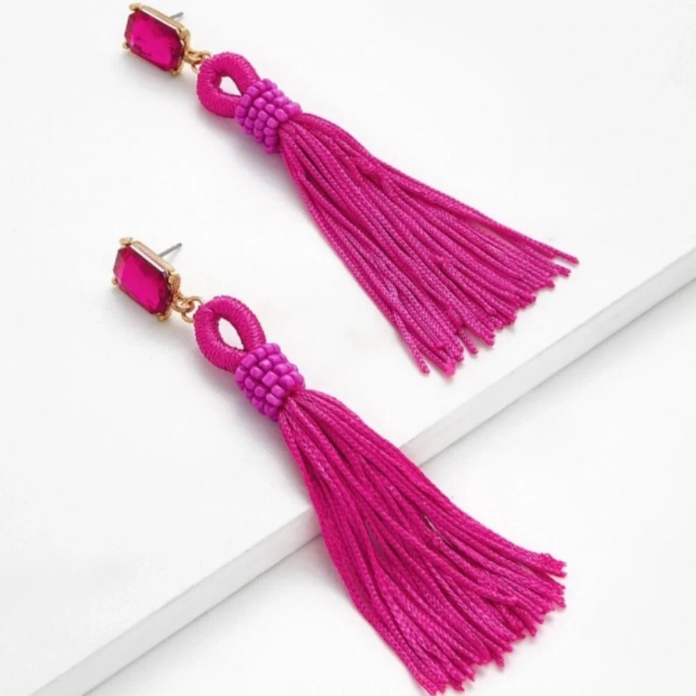 Pink Tassel Earrings